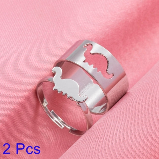 IFMIA Trendy Lover Star Moon Aircraft Cherry Dinosaur Mushroom Butterfly Rings for Women Men Couple Open Ring Set 2021 Jewelry