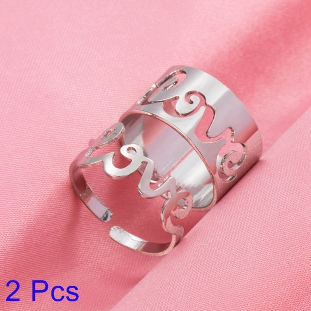 IFMIA Trendy Lover Star Moon Aircraft Cherry Dinosaur Mushroom Butterfly Rings for Women Men Couple Open Ring Set 2021 Jewelry