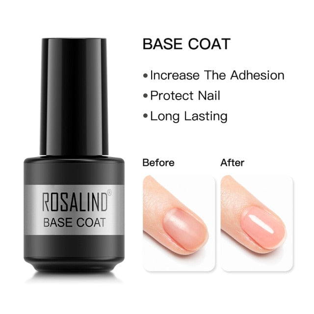 ROSALIND Gel Nail Polish 7ML Matte Base Top Coat For Soak Off Gel Polish UV LED Gel Semi Permanent Varnishes Design Nail Art