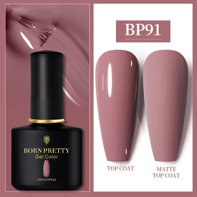 BORN PRETTY 10ml Gel Nail Polish Red Nude Nail Gel Semi Permanent Solid Nail Gel Varnish Soak Off UV Gel for Base Top Coat