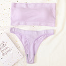 Women Bra Set Lingerie Sexy Female Seamless Underwear Brazilian Panties Bikini Set Push Up Bra Top Ribbed Strapless Bandeau Bras