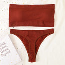 Women Bra Set Lingerie Sexy Female Seamless Underwear Brazilian Panties Bikini Set Push Up Bra Top Ribbed Strapless Bandeau Bras