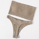 Women Bra Set Lingerie Sexy Female Seamless Underwear Brazilian Panties Bikini Set Push Up Bra Top Ribbed Strapless Bandeau Bras