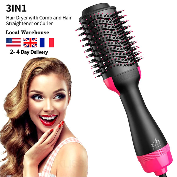 Professional 2 in 1 Multifunctional Hair Dryer Volumizer One Step Hair Drying Brush Electric Hot Air Brush Rotating Hairdryer