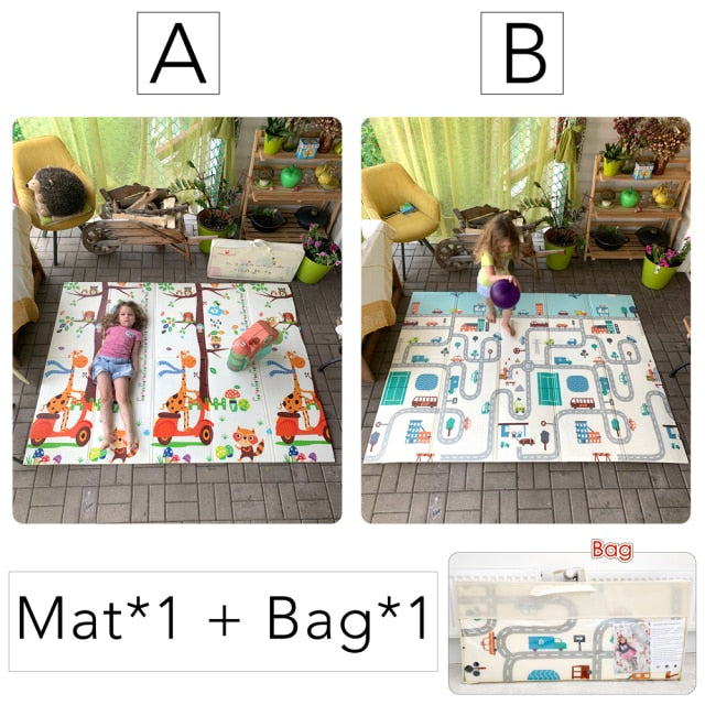 Miamumi Foldable Floor Baby Play Mat Kid Playmat Crawling Carpet Children Toddler Thermal Rug Game Pad Foam Educational Toy Gift