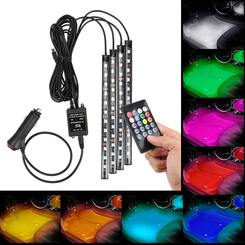 Automotive Interior Decorative Lights LED Car Foot Light 24/36/48 LED Atmosphere Lamp Ambient Lamp Remote/Voice Control