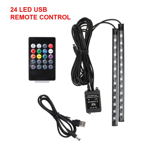 Automotive Interior Decorative Lights LED Car Foot Light 24/36/48 LED Atmosphere Lamp Ambient Lamp Remote/Voice Control