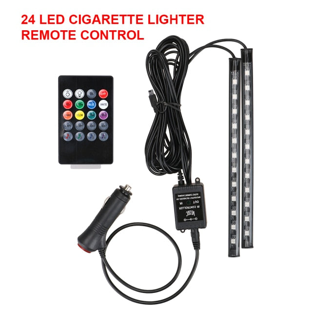 Automotive Interior Decorative Lights LED Car Foot Light 24/36/48 LED Atmosphere Lamp Ambient Lamp Remote/Voice Control