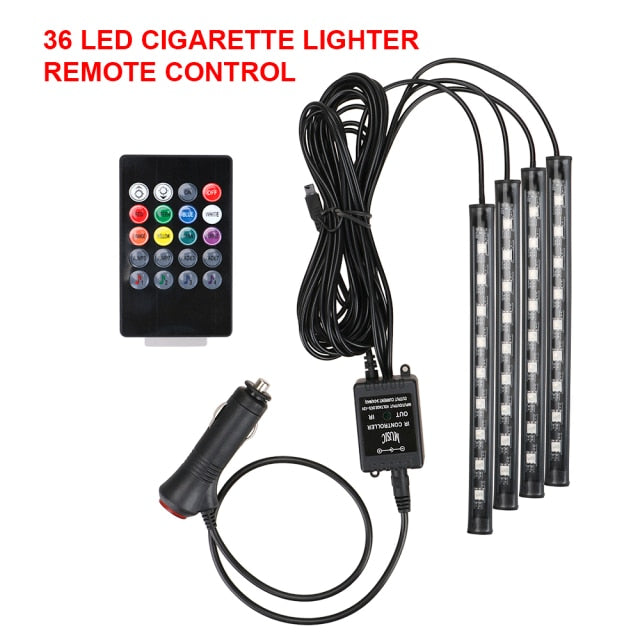 Automotive Interior Decorative Lights LED Car Foot Light 24/36/48 LED Atmosphere Lamp Ambient Lamp Remote/Voice Control