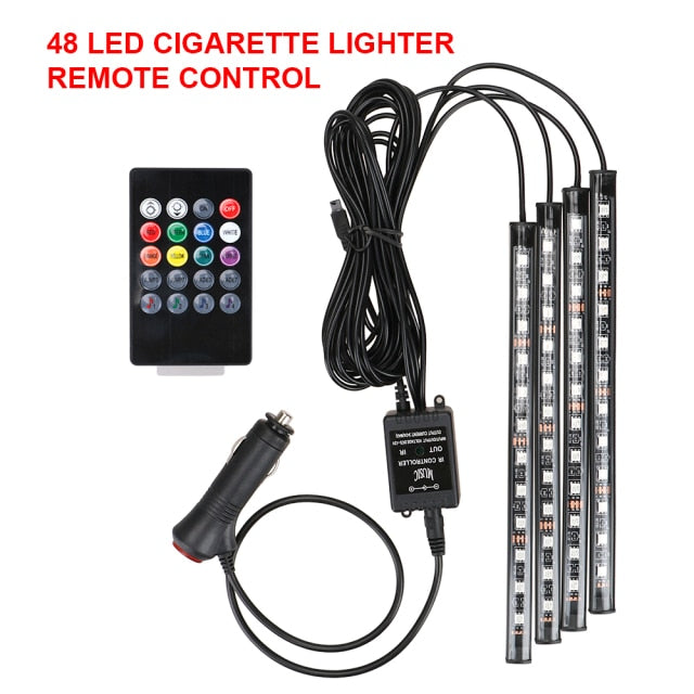 Automotive Interior Decorative Lights LED Car Foot Light 24/36/48 LED Atmosphere Lamp Ambient Lamp Remote/Voice Control