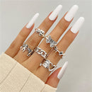 Punk Snake Gothic Silver Color Finger Ring Set 6PCS For Women  Heart Butterfly Wing Angel Wings Cupid Charms Rings Jewelry