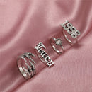 Punk Snake Gothic Silver Color Finger Ring Set 6PCS For Women  Heart Butterfly Wing Angel Wings Cupid Charms Rings Jewelry