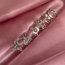 Punk Snake Gothic Silver Color Finger Ring Set 6PCS For Women  Heart Butterfly Wing Angel Wings Cupid Charms Rings Jewelry