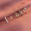 Punk Snake Gothic Silver Color Finger Ring Set 6PCS For Women  Heart Butterfly Wing Angel Wings Cupid Charms Rings Jewelry