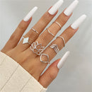 Punk Snake Gothic Silver Color Finger Ring Set 6PCS For Women  Heart Butterfly Wing Angel Wings Cupid Charms Rings Jewelry