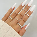 Punk Snake Gothic Silver Color Finger Ring Set 6PCS For Women  Heart Butterfly Wing Angel Wings Cupid Charms Rings Jewelry