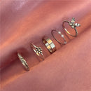 Punk Snake Gothic Silver Color Finger Ring Set 6PCS For Women  Heart Butterfly Wing Angel Wings Cupid Charms Rings Jewelry