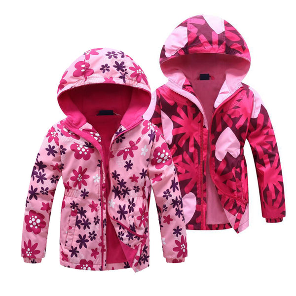 Jacket For Girls 2021 Spring Children's Flower Fleece Clothes Girls Coat Windbreaker Outerwear Kids Polar Fleece Windproof 3-12T