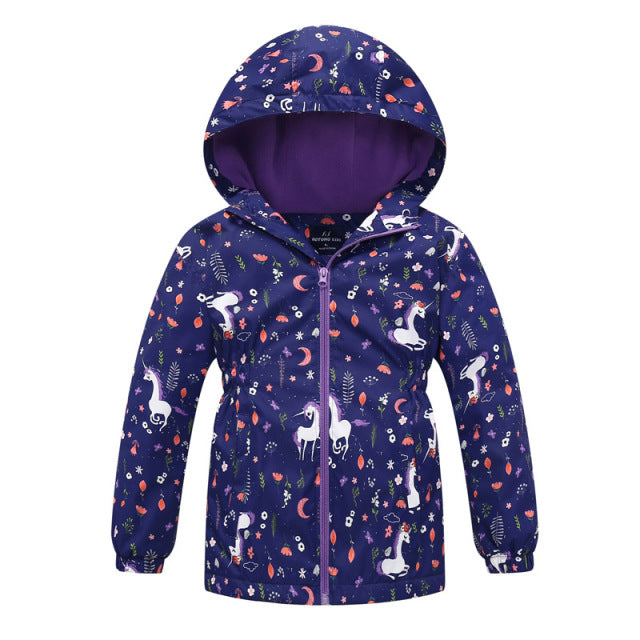 Jacket For Girls 2021 Spring Children's Flower Fleece Clothes Girls Coat Windbreaker Outerwear Kids Polar Fleece Windproof 3-12T