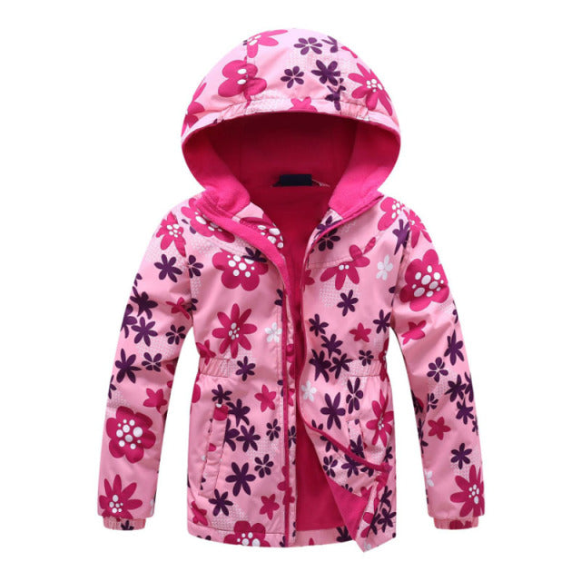 Jacket For Girls 2021 Spring Children's Flower Fleece Clothes Girls Coat Windbreaker Outerwear Kids Polar Fleece Windproof 3-12T