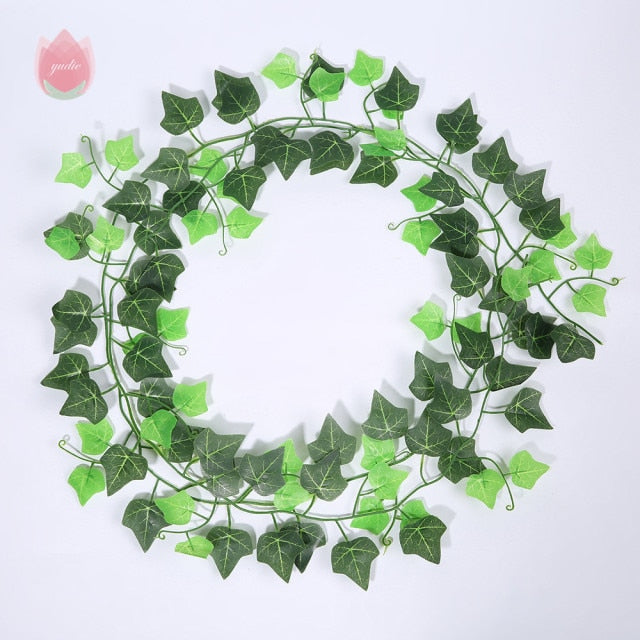 1Pc 230Cm Green Vine Silk Artificial Ivy Hanging Leaf Garland Plants Creeper Leaf Home Decor Wedding Bathroom Garden Decoration