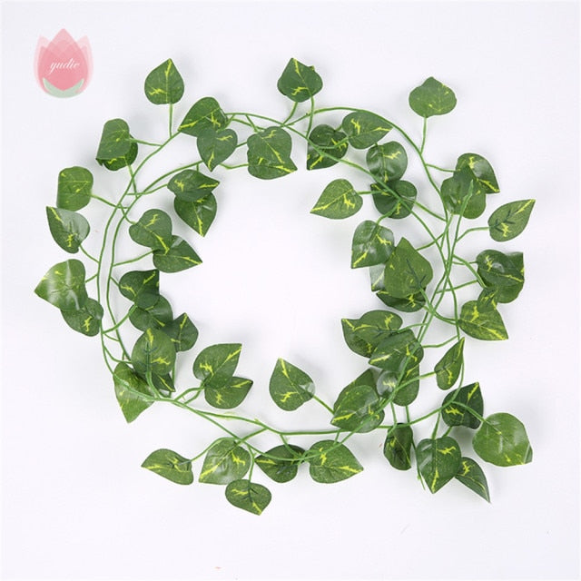 1Pc 230Cm Green Vine Silk Artificial Ivy Hanging Leaf Garland Plants Creeper Leaf Home Decor Wedding Bathroom Garden Decoration