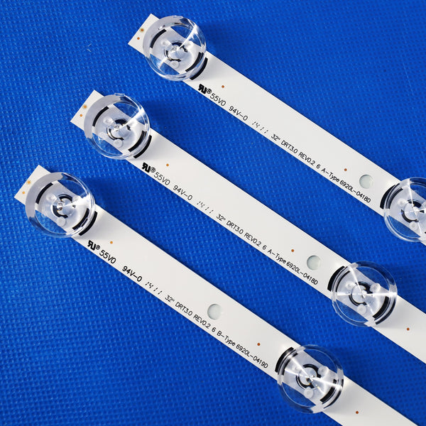 3 PCS(2*A,1*B) LED strips for LG INNOTEK DRT 3.0 32"-A/B Type 6916L 1974A 1975A 2223A 2224A 6920L-0419D 0418D 590mm 6 LEDs
