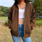 Brown Zip Up Hooded Sweatshirts Women 2021 Vintage Pockets Oversized Jacket Coat Autumn Female Y2K Aesthetic Long Sleeve Hoodie
