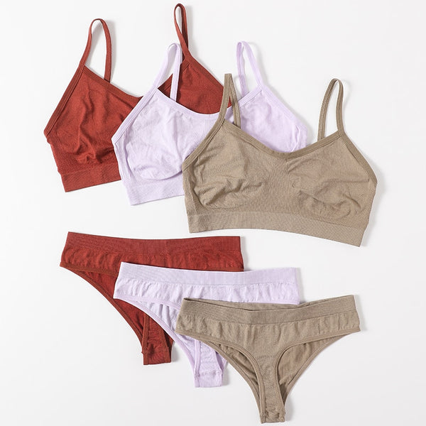 2Pcs Bra Set Lingerie Sexy Seamless Underwear Set Women Push Up Bra Panties High Waist Thong Female Brassiere Comfort Bralette