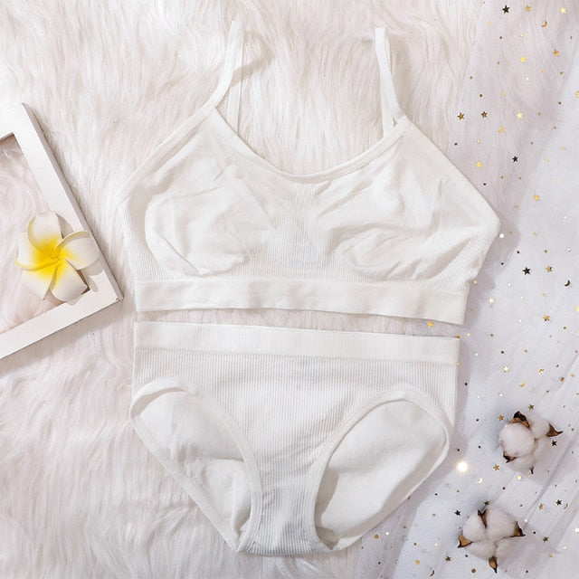 2Pcs Bra Set Lingerie Sexy Seamless Underwear Set Women Push Up Bra Panties High Waist Thong Female Brassiere Comfort Bralette