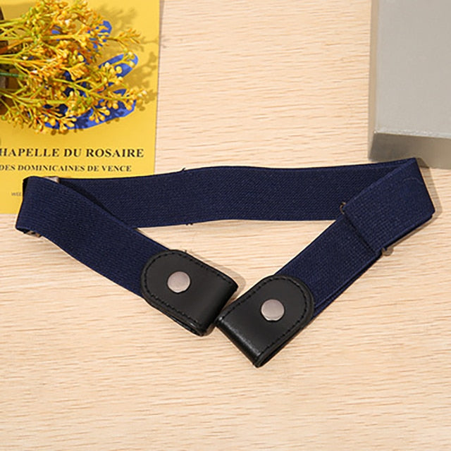 Buckle-Free Belt Dress Ladies Slim Sports Trend Jeans Women's Punk Style Comfortable Elastic New Waist Pants Stretch Elastic