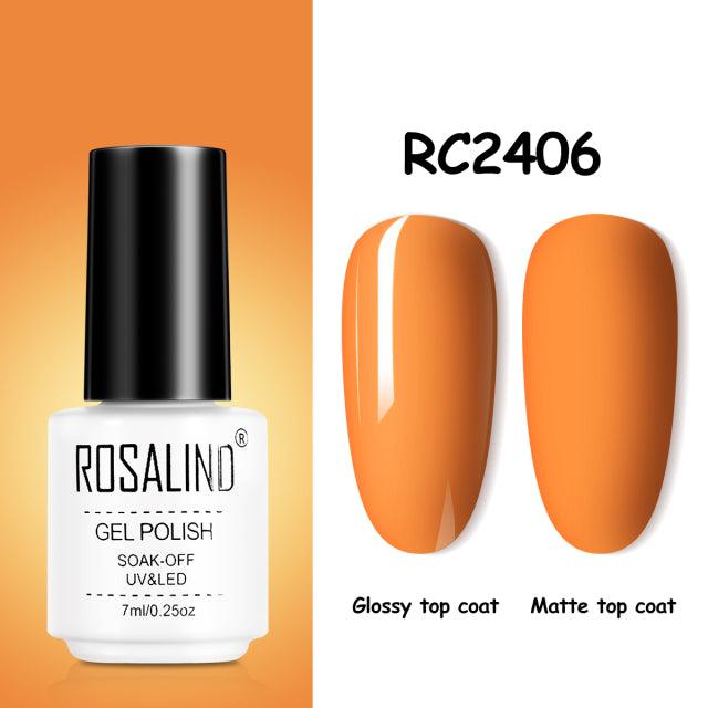 ROSALIND Gel Nail Polish of 7ml Purple Series Semi Permanent Gel Varnishes For Nail Art Need Base And Top Soak Off LED/UV Lamp