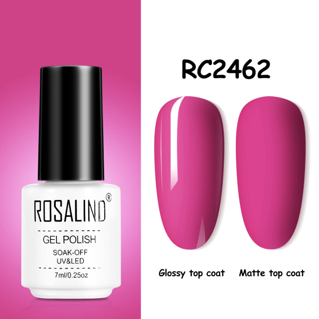 ROSALIND Gel Nail Polish of 7ml Purple Series Semi Permanent Gel Varnishes For Nail Art Need Base And Top Soak Off LED/UV Lamp