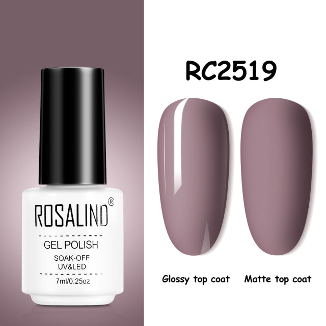 ROSALIND Gel Nail Polish of 7ml Purple Series Semi Permanent Gel Varnishes For Nail Art Need Base And Top Soak Off LED/UV Lamp