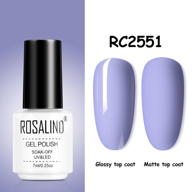 ROSALIND Gel Nail Polish of 7ml Purple Series Semi Permanent Gel Varnishes For Nail Art Need Base And Top Soak Off LED/UV Lamp