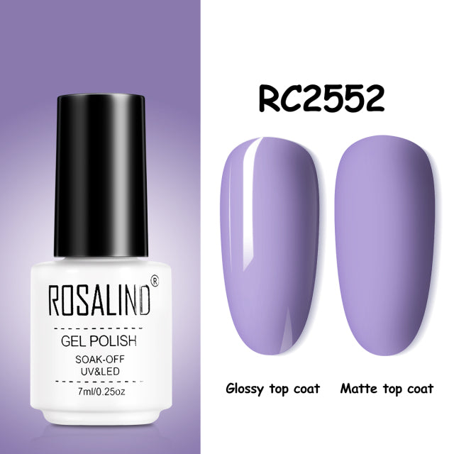 ROSALIND Gel Nail Polish of 7ml Purple Series Semi Permanent Gel Varnishes For Nail Art Need Base And Top Soak Off LED/UV Lamp