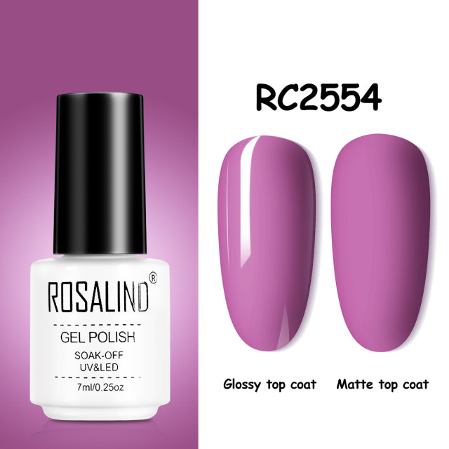 ROSALIND Gel Nail Polish of 7ml Purple Series Semi Permanent Gel Varnishes For Nail Art Need Base And Top Soak Off LED/UV Lamp