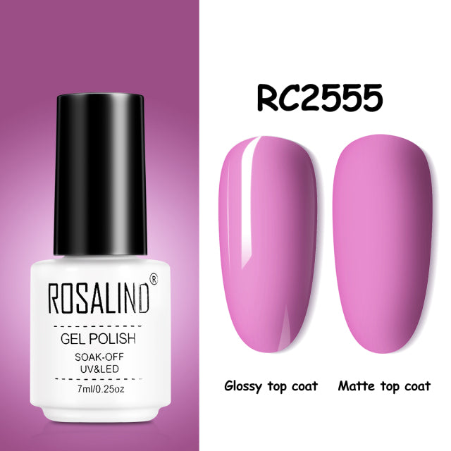 ROSALIND Gel Nail Polish of 7ml Purple Series Semi Permanent Gel Varnishes For Nail Art Need Base And Top Soak Off LED/UV Lamp