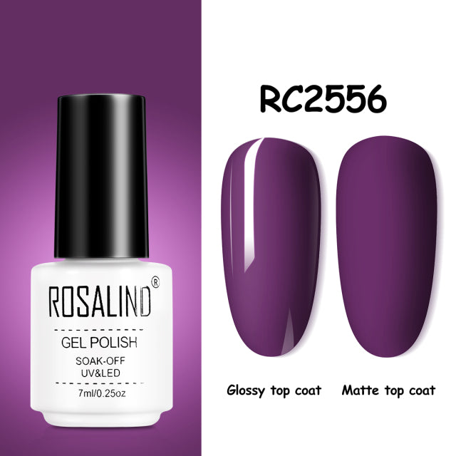 ROSALIND Gel Nail Polish of 7ml Purple Series Semi Permanent Gel Varnishes For Nail Art Need Base And Top Soak Off LED/UV Lamp