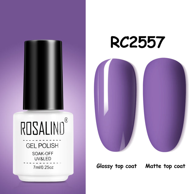 ROSALIND Gel Nail Polish of 7ml Purple Series Semi Permanent Gel Varnishes For Nail Art Need Base And Top Soak Off LED/UV Lamp