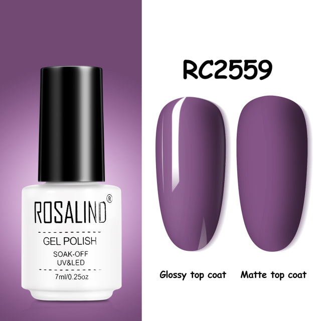 ROSALIND Gel Nail Polish of 7ml Purple Series Semi Permanent Gel Varnishes For Nail Art Need Base And Top Soak Off LED/UV Lamp