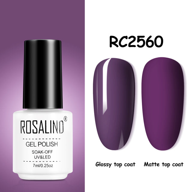 ROSALIND Gel Nail Polish of 7ml Purple Series Semi Permanent Gel Varnishes For Nail Art Need Base And Top Soak Off LED/UV Lamp