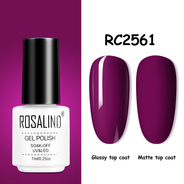 ROSALIND Gel Nail Polish of 7ml Purple Series Semi Permanent Gel Varnishes For Nail Art Need Base And Top Soak Off LED/UV Lamp