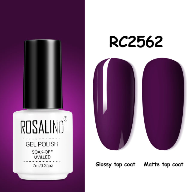 ROSALIND Gel Nail Polish of 7ml Purple Series Semi Permanent Gel Varnishes For Nail Art Need Base And Top Soak Off LED/UV Lamp