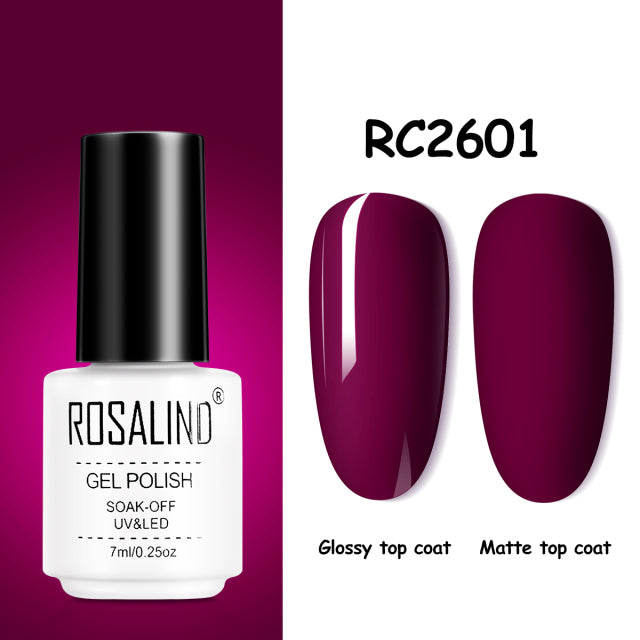 ROSALIND Gel Nail Polish of 7ml Purple Series Semi Permanent Gel Varnishes For Nail Art Need Base And Top Soak Off LED/UV Lamp