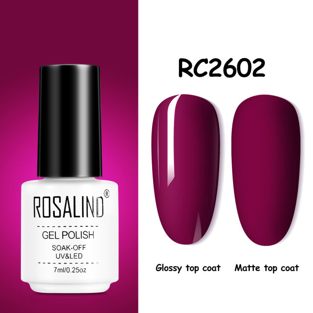ROSALIND Gel Nail Polish of 7ml Purple Series Semi Permanent Gel Varnishes For Nail Art Need Base And Top Soak Off LED/UV Lamp