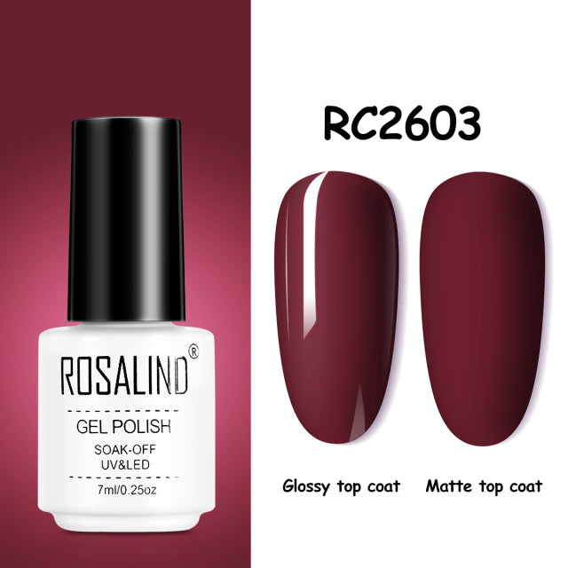 ROSALIND Gel Nail Polish of 7ml Purple Series Semi Permanent Gel Varnishes For Nail Art Need Base And Top Soak Off LED/UV Lamp