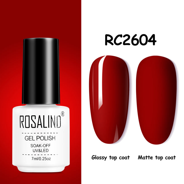 ROSALIND Gel Nail Polish of 7ml Purple Series Semi Permanent Gel Varnishes For Nail Art Need Base And Top Soak Off LED/UV Lamp