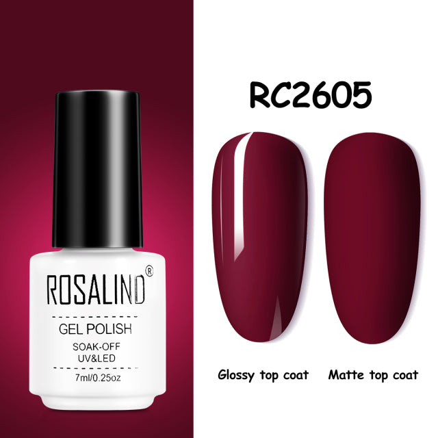 ROSALIND Gel Nail Polish of 7ml Purple Series Semi Permanent Gel Varnishes For Nail Art Need Base And Top Soak Off LED/UV Lamp