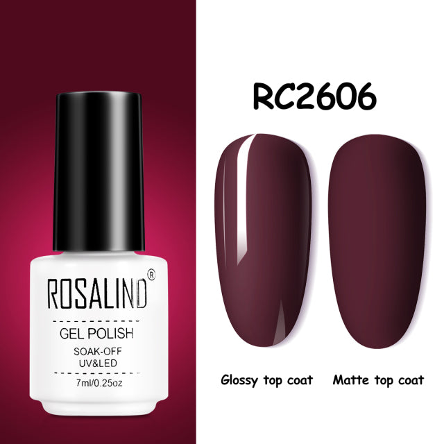 ROSALIND Gel Nail Polish of 7ml Purple Series Semi Permanent Gel Varnishes For Nail Art Need Base And Top Soak Off LED/UV Lamp